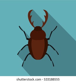 Rhinoceros beetle icon. Flat illustration of rhinoceros beetle vector icon for web