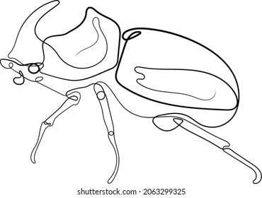 Rhinoceros beetle icon in linear style vector illustration. Continuous one line drawing of rhinoceros beetley silhouette isolated on white background. Rhinoceros beetle for background, logo or tattoo.