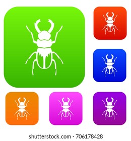 Rhinoceros beetle set icon in different colors isolated vector illustration. Premium collection