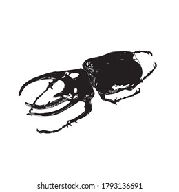 rhinoceros beetle vector black isolated on white background