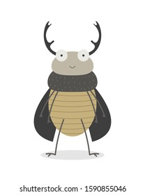 Rhinoceros beetle vector illustration cartoon isolated on white background. Dynastinae insect cartoon. Funny vector cartoon. 