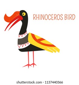 Rhinoceros bird cartoon vector of South East Asia