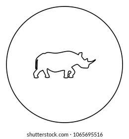 Rhinoceros black icon in circle