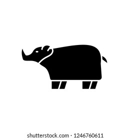 Rhinoceros black icon, vector sign on isolated background. Rhinoceros concept symbol, illustration 