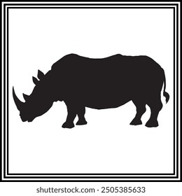 Rhinoceros black silhouette vector , wildlife animal illustration.