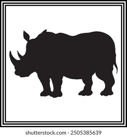 Rhinoceros black silhouette vector , wildlife animal illustration.