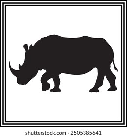 Rhinoceros black silhouette vector , wildlife animal illustration.