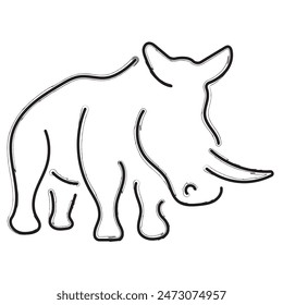 Nashorn Pinselstriche auf weißem Hintergrund. Vektorillustration.