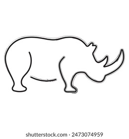 Nashorn Pinselstriche auf weißem Hintergrund. Vektorillustration.