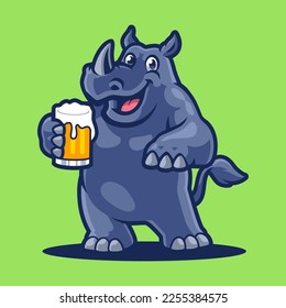 RHINOCEROS CARTOON CHARACTER MASCOT DESIGN