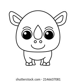 Rhinoceros cartoon coloring page illustration vector. For kids coloring book.