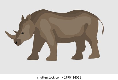Rhinoceros cartoon flat vector illustration