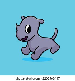 rhinoceros Cartoon Mascot Vector Design Flat Cute Smile Expression