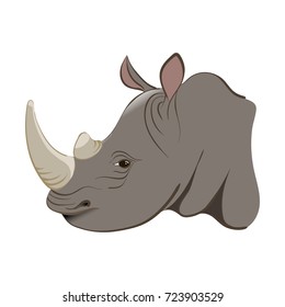 Rhinoceros in the cartoon style. For used for web, wallpaper, printing on the paper.