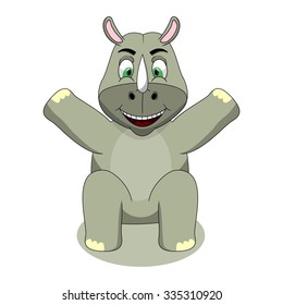 Rhinoceros Cartoon Vector Illustration