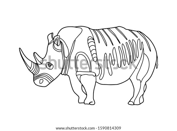 Download Rhinoceros Coloring Book Adult Kids Rhino Stock Vector Royalty Free 1590814309