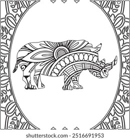 Rhinoceros coloring book for adults vector
