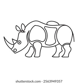 Rhinoceros Coloring Page Colored Illustration
