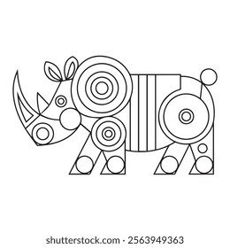 Rhinoceros Coloring Page Colored Illustration
