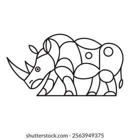 Rhinoceros Coloring Page Colored Illustration
