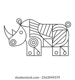 Rhinoceros Coloring Page Colored Illustration
