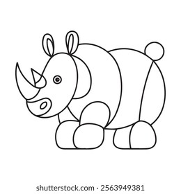 Rhinoceros Coloring Page Colored Illustration
