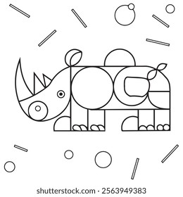 Rhinoceros Coloring Page Colored Illustration
