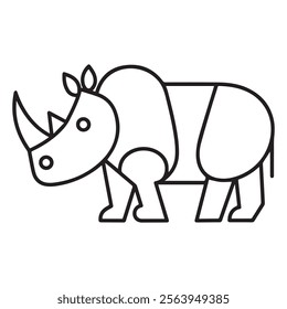 Rhinoceros Coloring Page Colored Illustration
