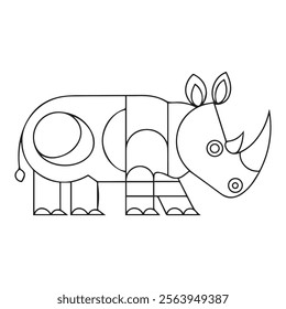 Rhinoceros Coloring Page Colored Illustration
