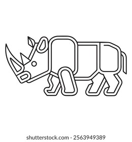 Rhinoceros Coloring Page Colored Illustration
