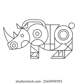 Rhinoceros Coloring Page Colored Illustration
