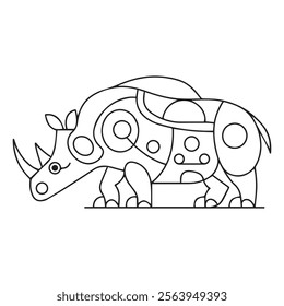 Rhinoceros Coloring Page Colored Illustration
