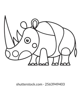 Rhinoceros Coloring Page Colored Illustration
