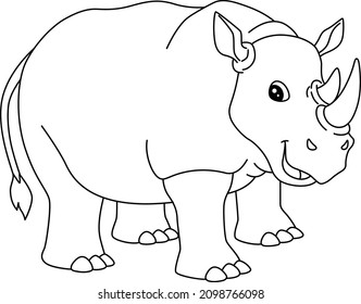 Rhinoceros Coloring Page Isolated for Kids