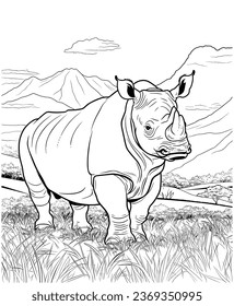 Rhinoceros coloring page line art