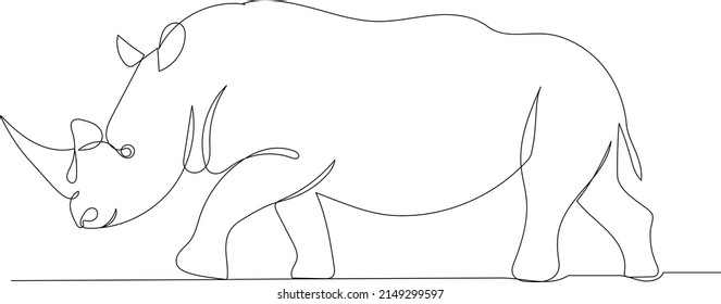 rhinoceros continuous line drawing, sketch, vector