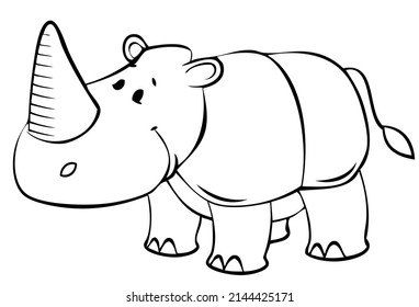 Rhinoceros. Element for coloring page. Cartoon style.