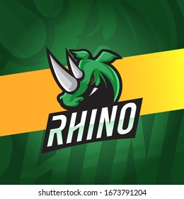 Rhinoceros esport logo with green colors theme