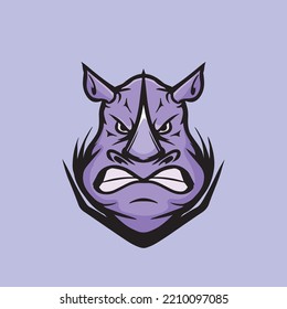 Rhinoceros Esports Logo Cartoon Mascot Vector Design