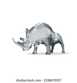 rhinoceros fightning stance stock vector illustration