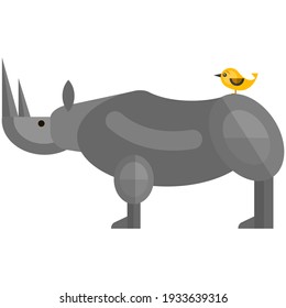 Rhinoceros flat vector wild zoo animal icon. Rhino illustration isolated on white background. African nature wildlife, safari character with horn