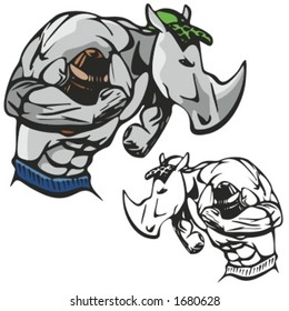 Rhinoceros Football Mascot for sport teams. Great for t-shirt designs, school mascot logo and any other design work. Ready for vinyl cutting.