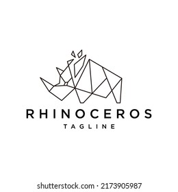 Rhinoceros geometric polygonal logo vector icon design template