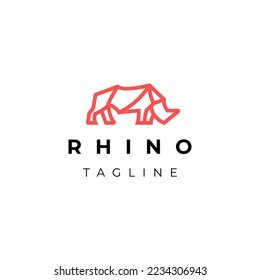 Rhinoceros geometric polygonal logo vector icon design template