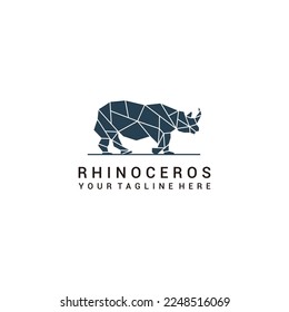 Rhinoceros geometric polygonal logo vector icon design template