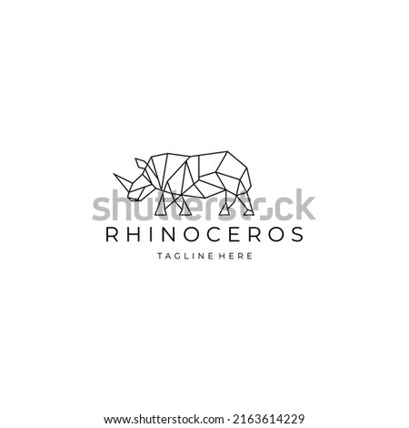 Rhinoceros geometric polygonal logo vector icon design template