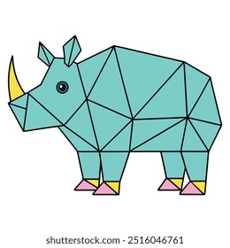 Rhinoceros in geometric shapes on white