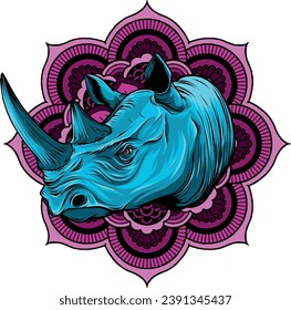 rhinoceros head with decorative elements.