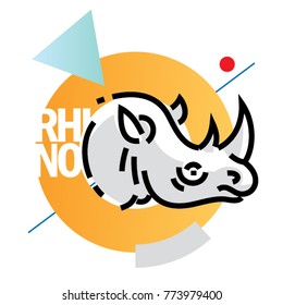 rhinoceros head. Flat outline design style