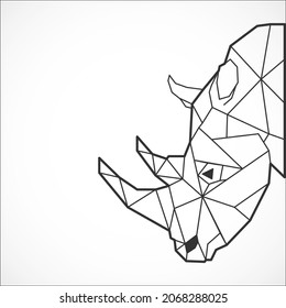 Rhinoceros head icon. Abstract triangular style. Contour for tattoo, emblem, logo and design element.